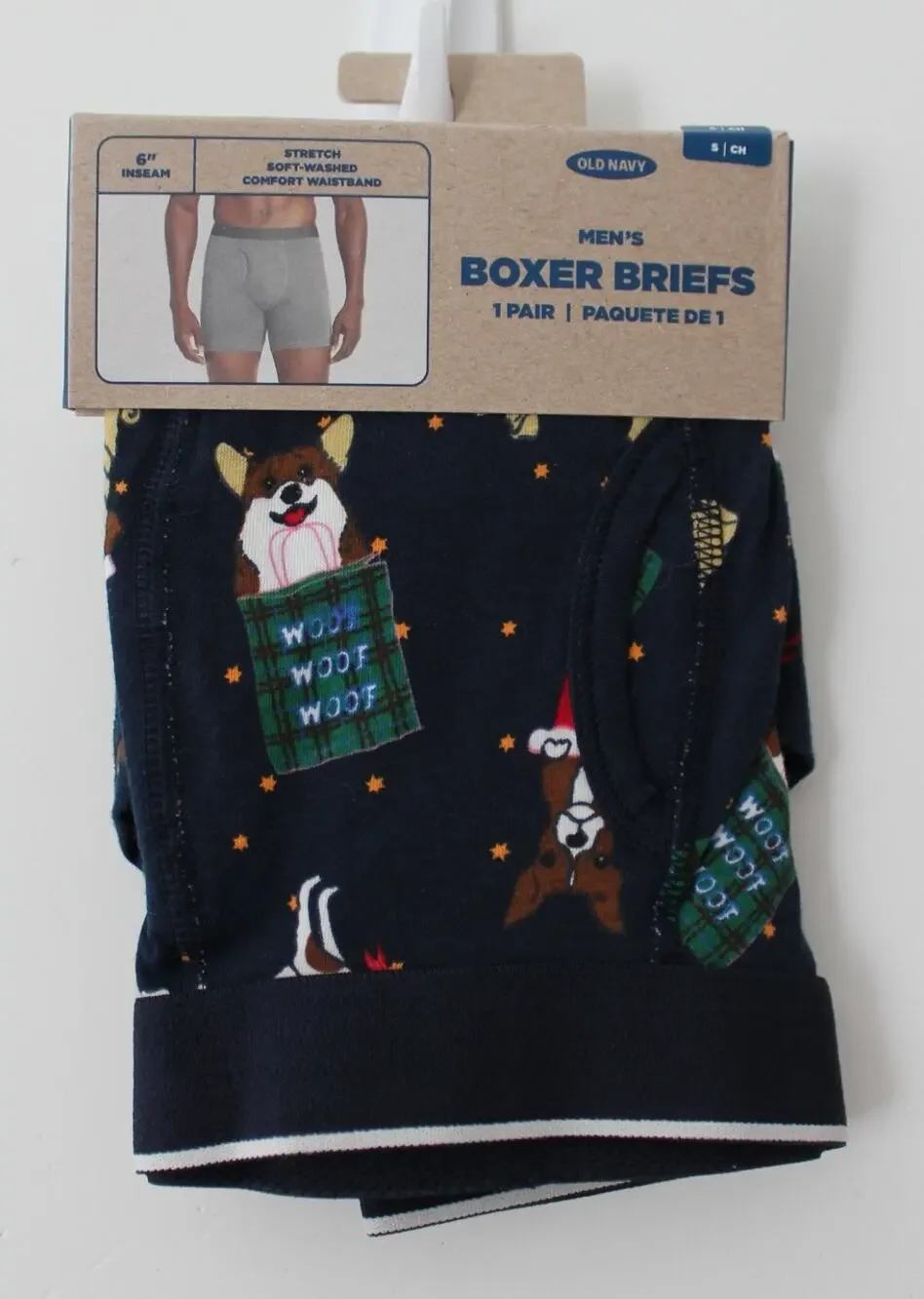 Old Navy Mens Soft-Washed Boxer Briefs Blue Dogs Size S NWT